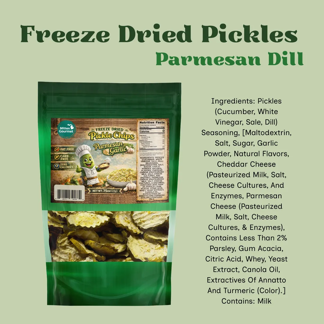 Parmesan Garlic Dill Pickle Chips, Freeze Dried, Fat Free, Zero Calories, 0.75 oz