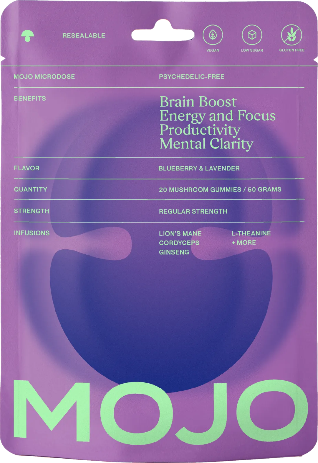 Brain Boosting Gummies, Regular Strength, Blueberry Lavender – 20pk