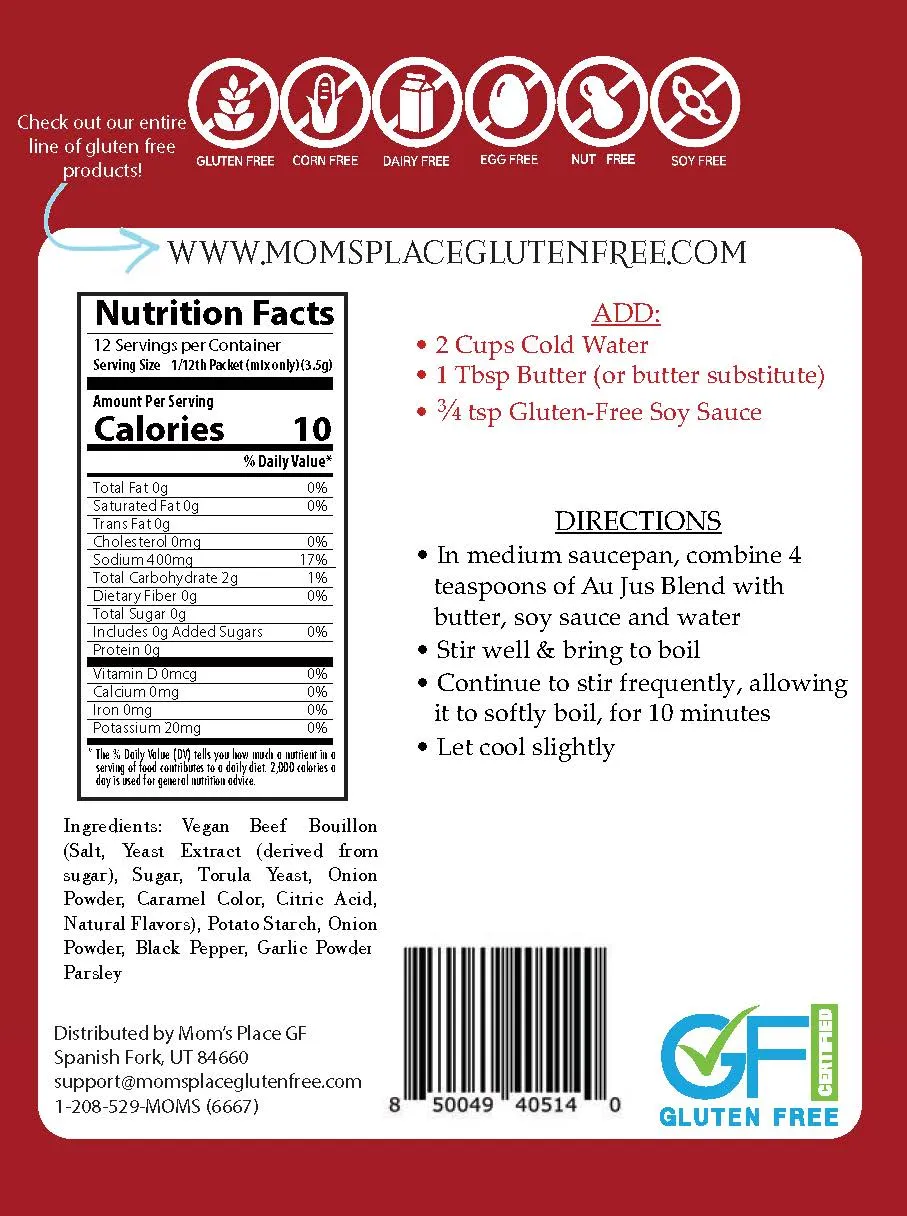 Gluten-Free Au Jus Sauce Mix (for French Dips, Roast Beef or Prime Rib)