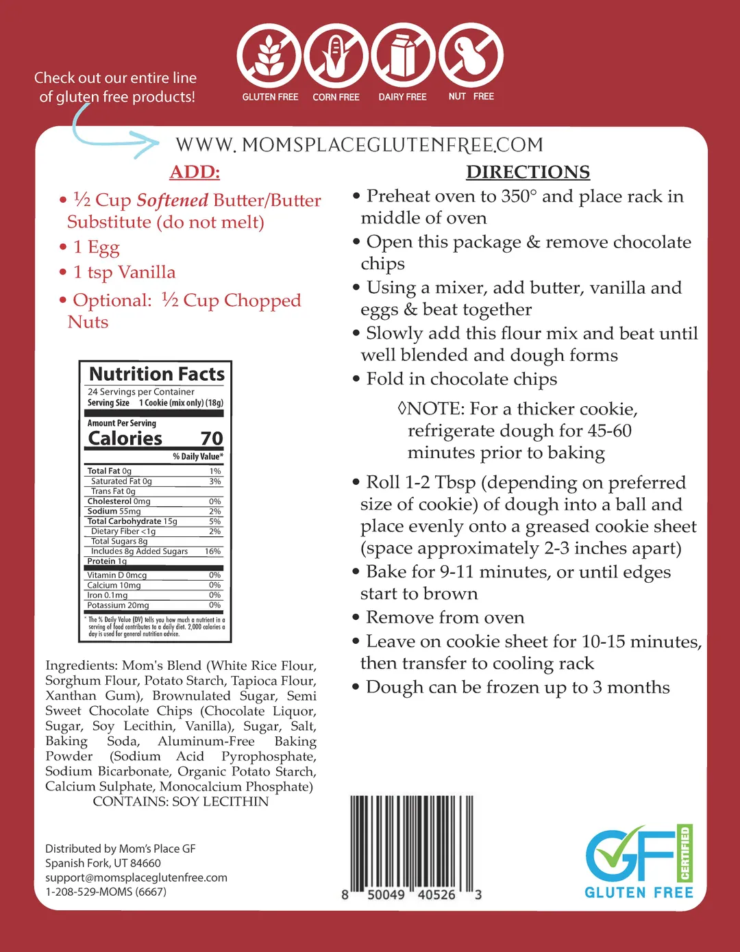 Gluten-Free Chocolate Chip Cookies Mix