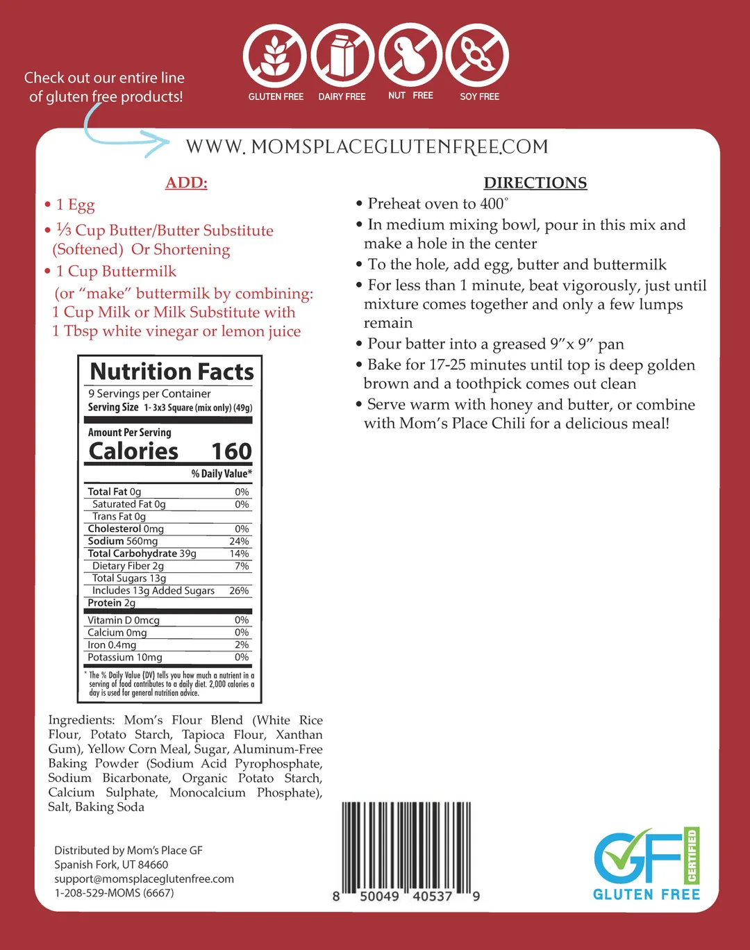 Gluten-Free Corn Bread Mix