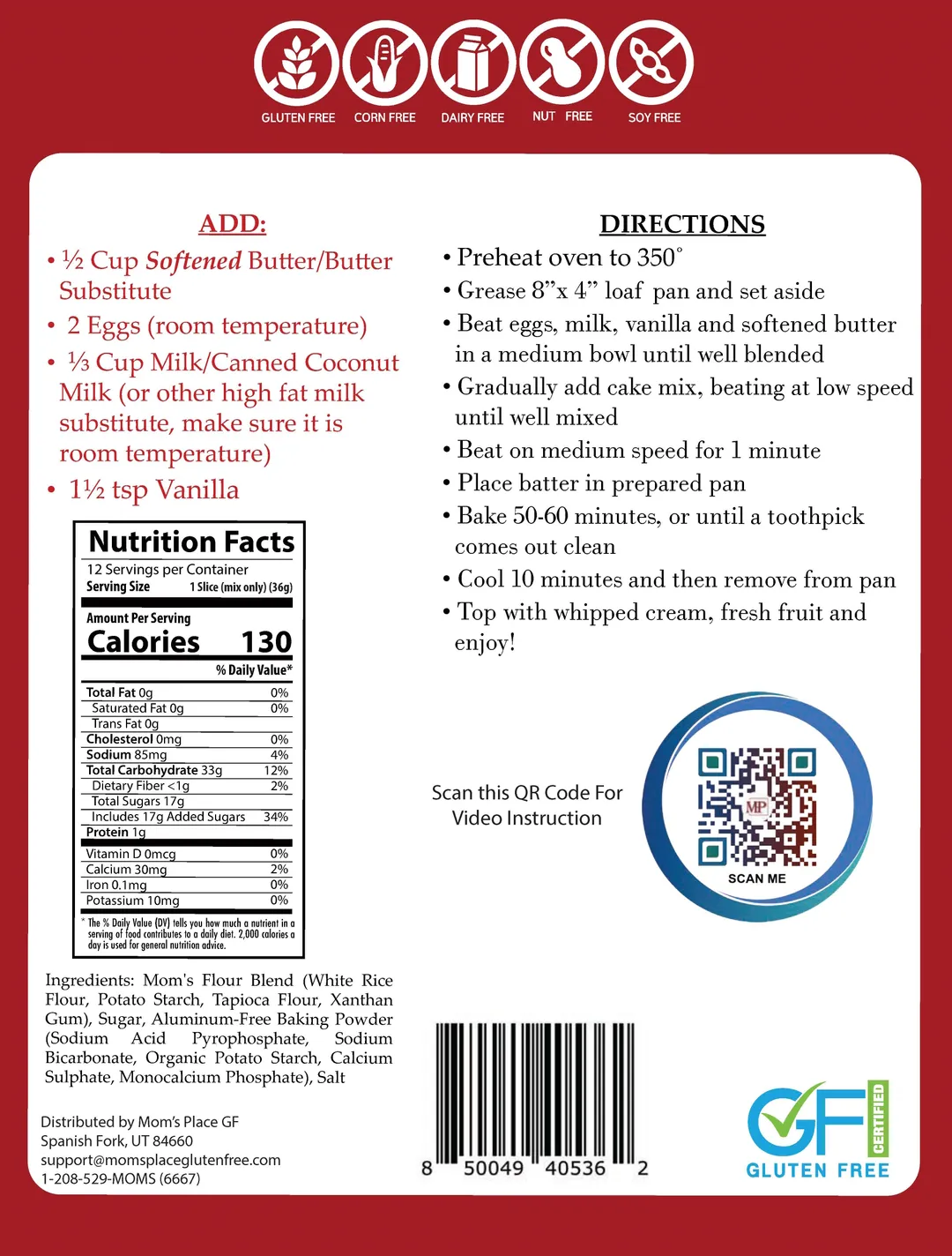 Gluten-Free Buttery Vanilla Pound Cake Mix