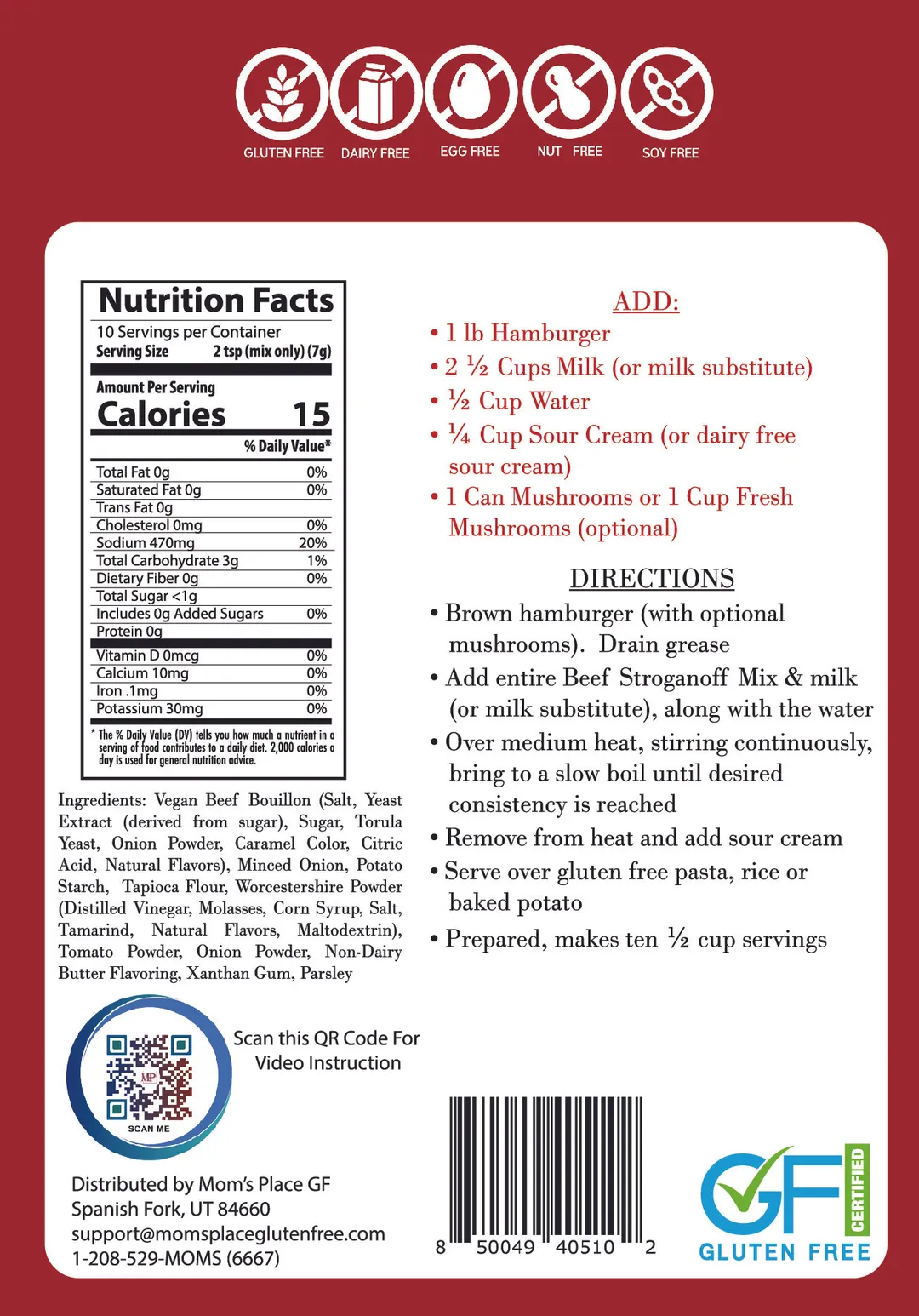 Gluten-Free Beef Stroganoff Mix