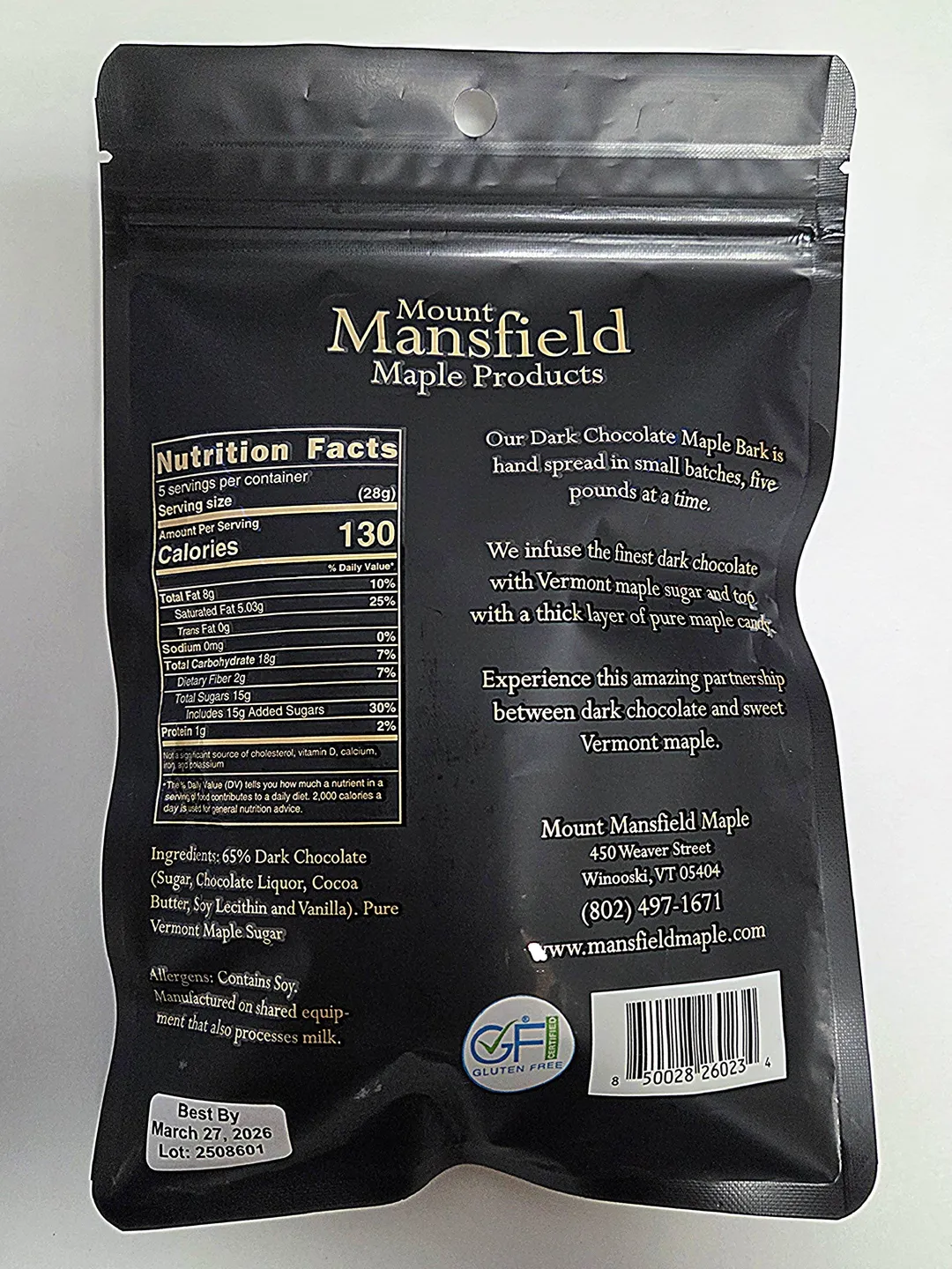 Dark Chocolate Maple Bark - 5oz bag