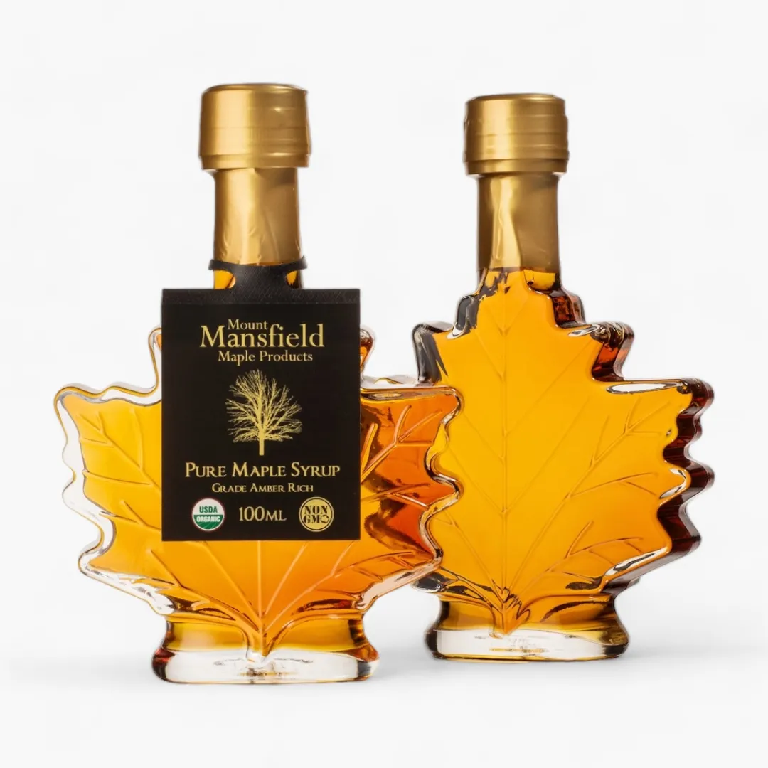 100ml Maple Leaf Bottle Organic Pure Vermont Maple Syrup