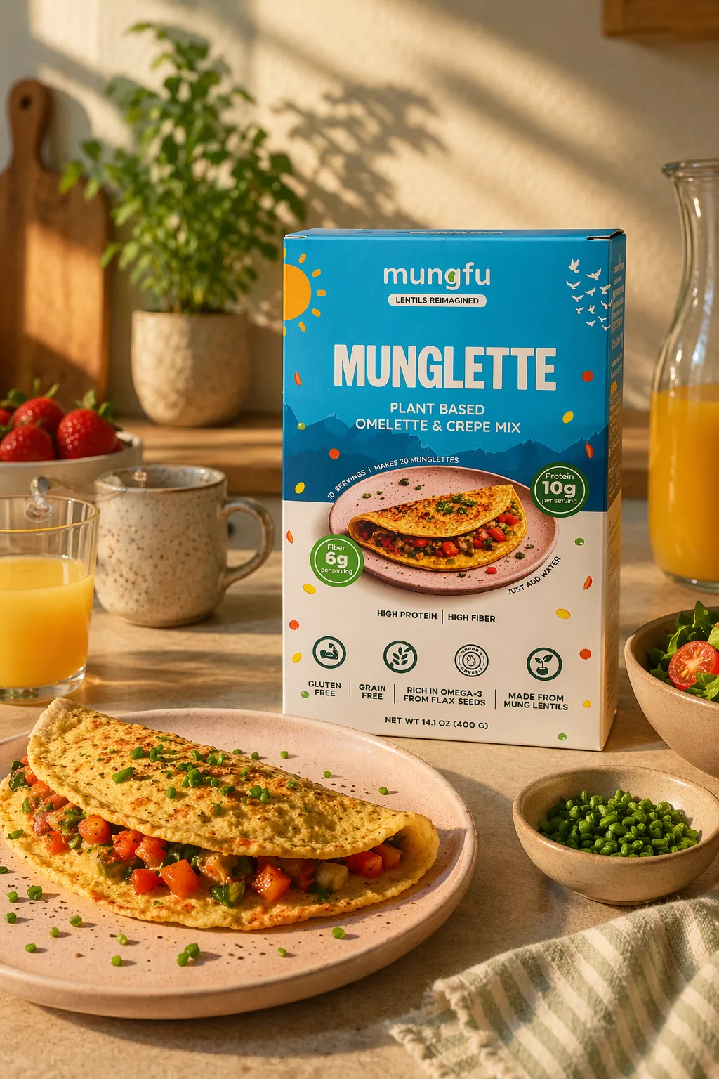 Munglette - Plant-Based Omelette and Crepe mix from Lentils.