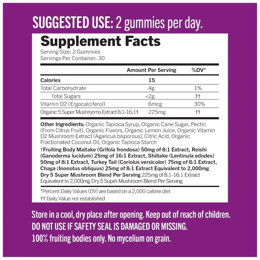Organic 5 Super Mushroom Gummies