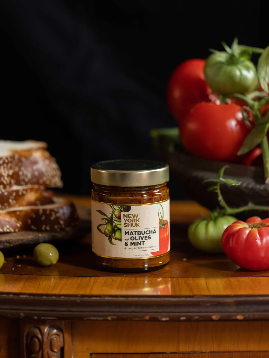 Matbucha with Olives & Mint