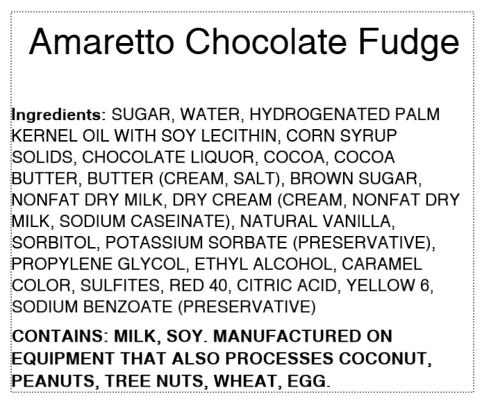 Amaretto Chocolate Fudge (1/2 lb Package)