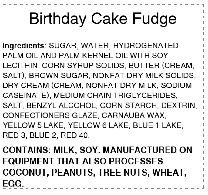 Birthday Cake Fudge  (3 lb Slab)