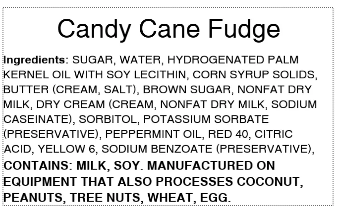 Candy Cane Fudge  (3 lb Slab)