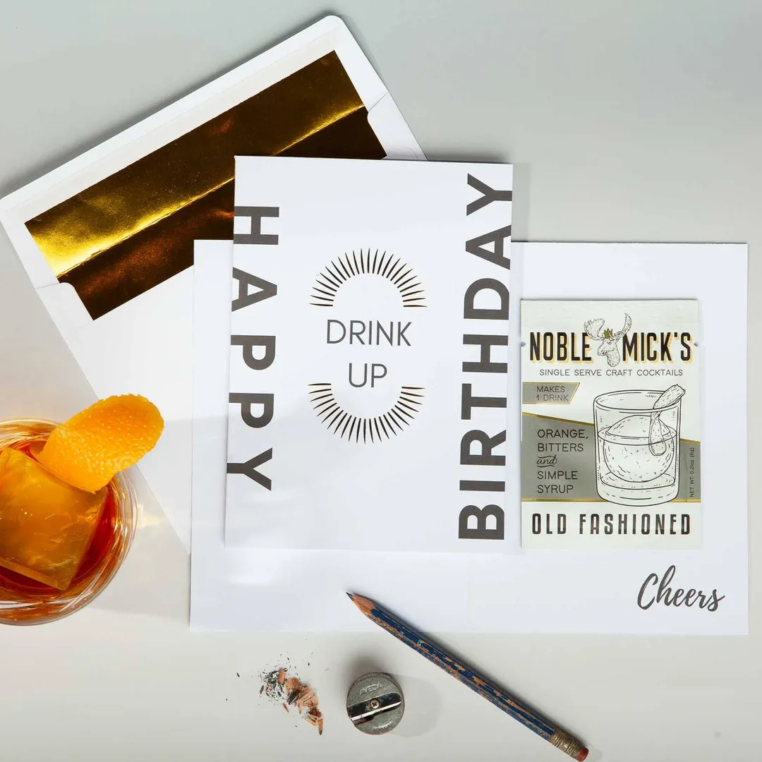 Cocktail and Cards / Drink Up Birthday Card variant