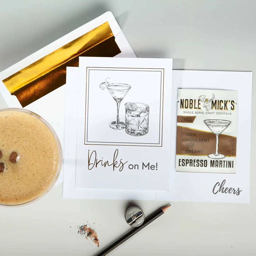 Cocktail and Cards / Pre-Pack of 12 Drinks On Me Card