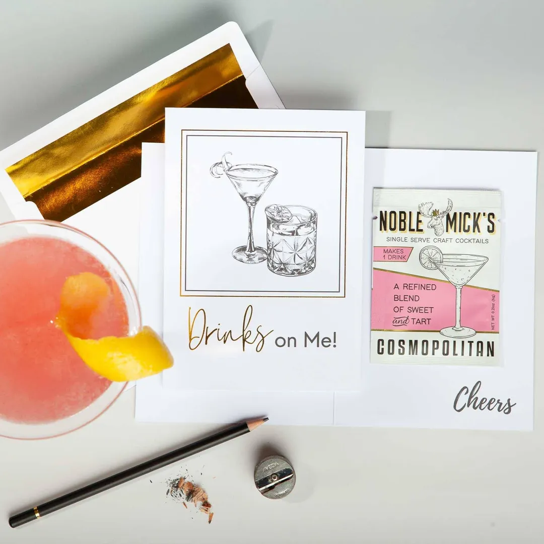 Cocktail and Cards / Pre-Pack of 12 Drinks On Me Card