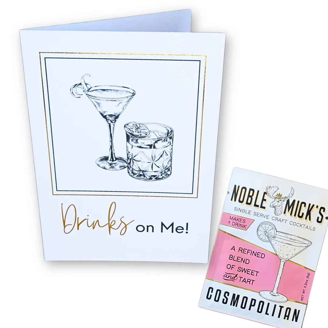 Cocktail and Cards / Pre-Pack of 12 Drinks On Me Card