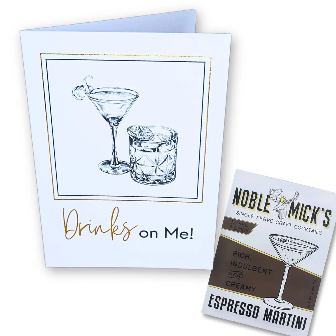 Cocktail and Cards / Pre-Pack of 12 Drinks On Me Card