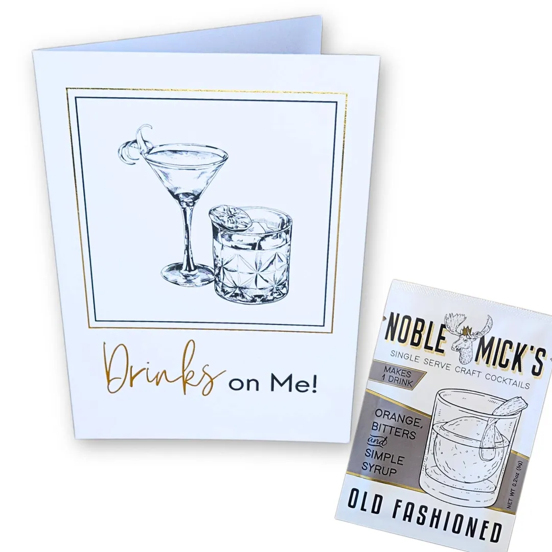 Cocktail and Cards / Pre-Pack of 12 Drinks On Me Card