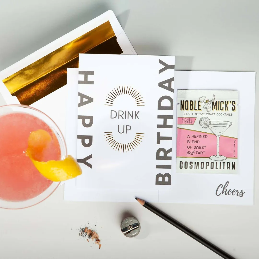 Cocktail and Cards / Pre-Pack of 12 Drink Up Birthday Card