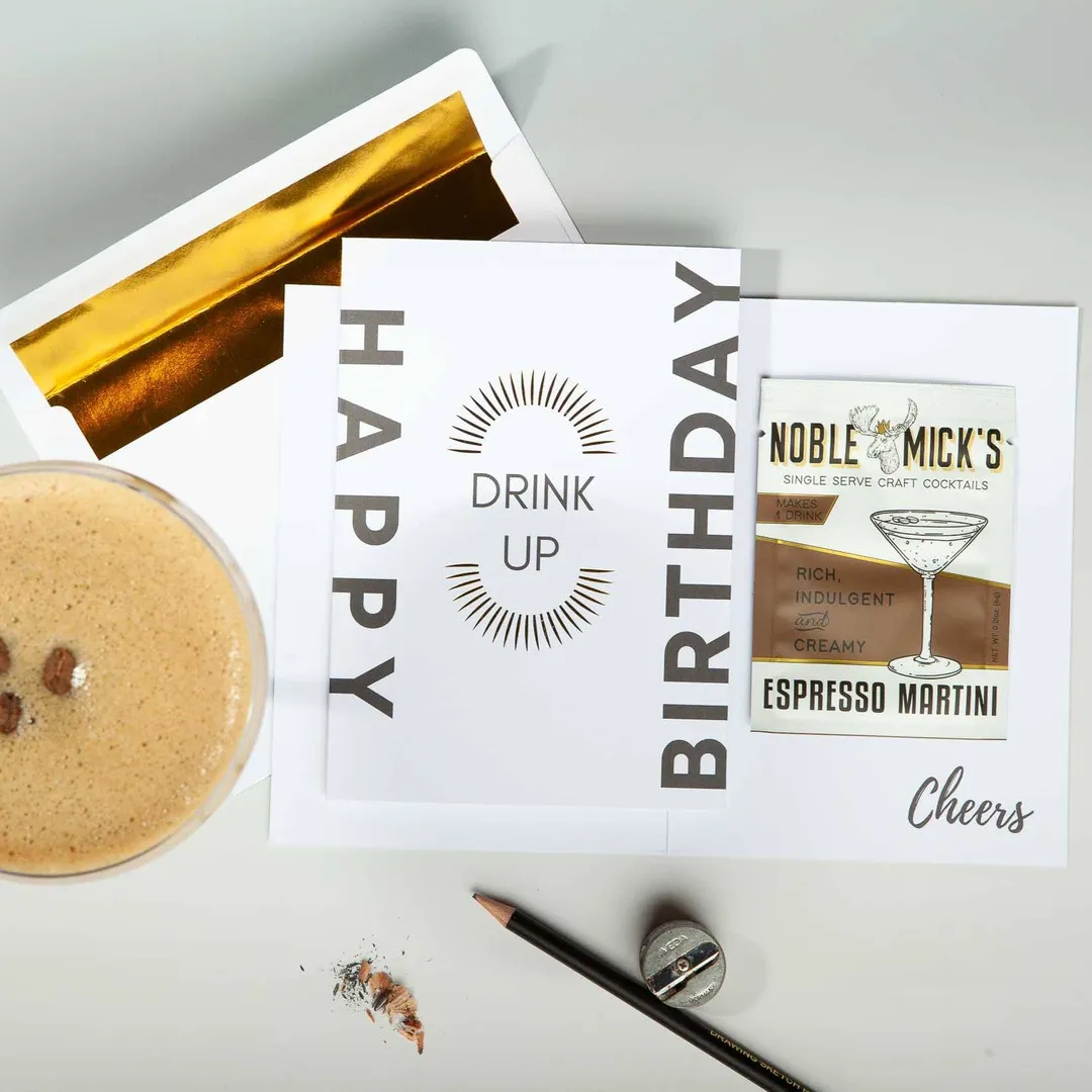 Cocktail and Cards / Pre-Pack of 12 Drink Up Birthday Card