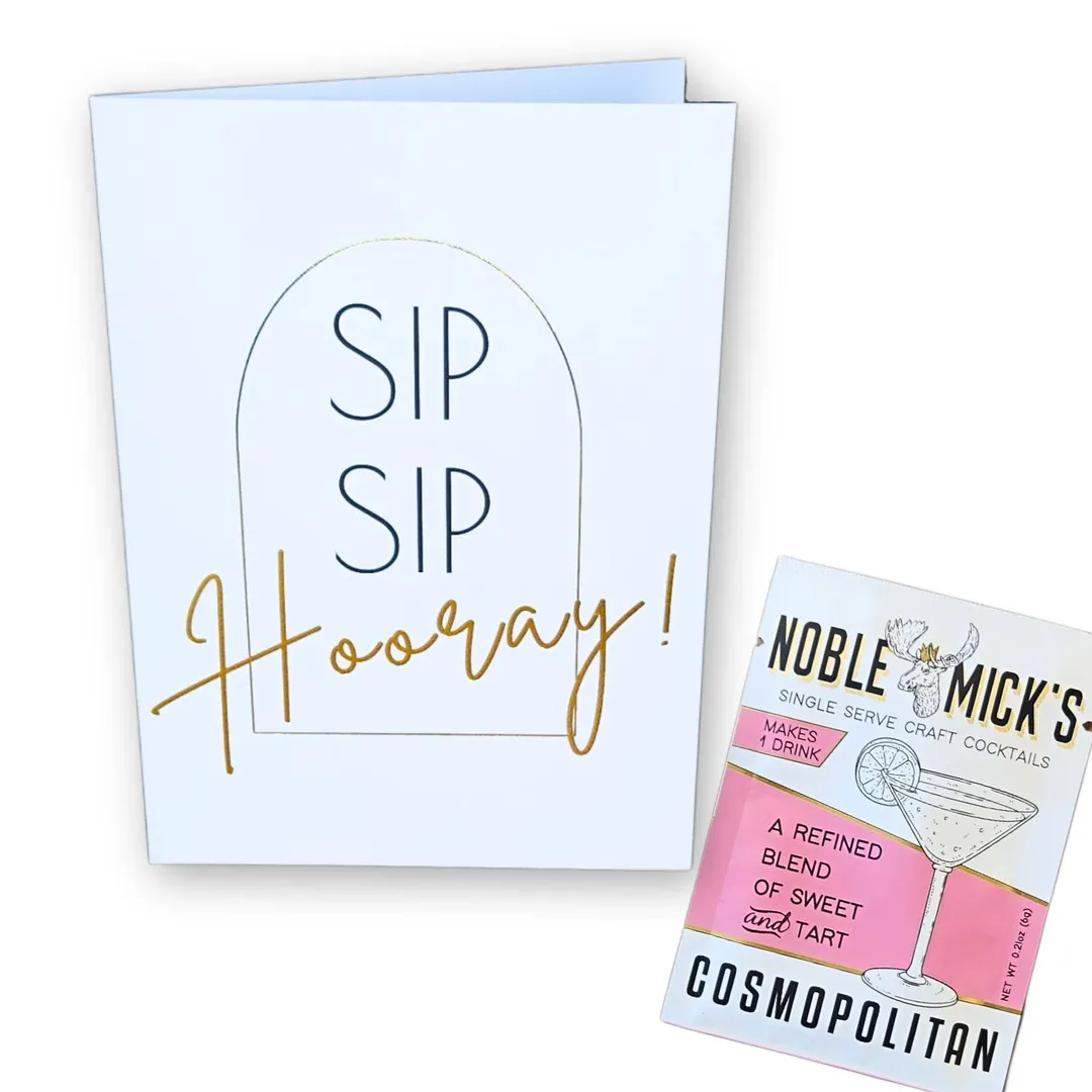 Cocktail and Cards / Pre-Pack of 12 Sip Sip Hooray Card
