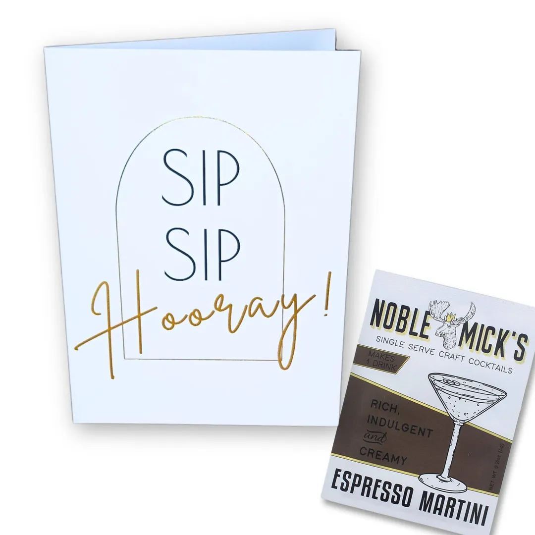 Cocktail and Cards / Pre-Pack of 12 Sip Sip Hooray Card