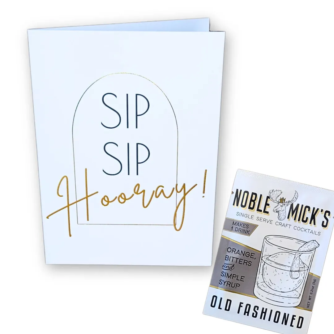 Cocktail and Cards / Pre-Pack of 12 Sip Sip Hooray Card