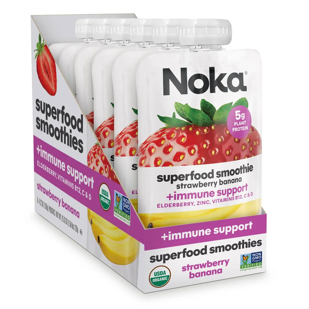 Noka Superfood Smoothies, Strawberry Banana 12pk
