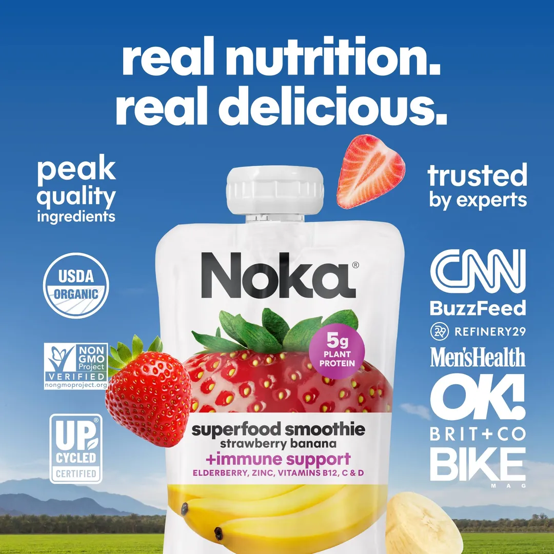 Noka Superfood Smoothies, Strawberry Banana 12pk