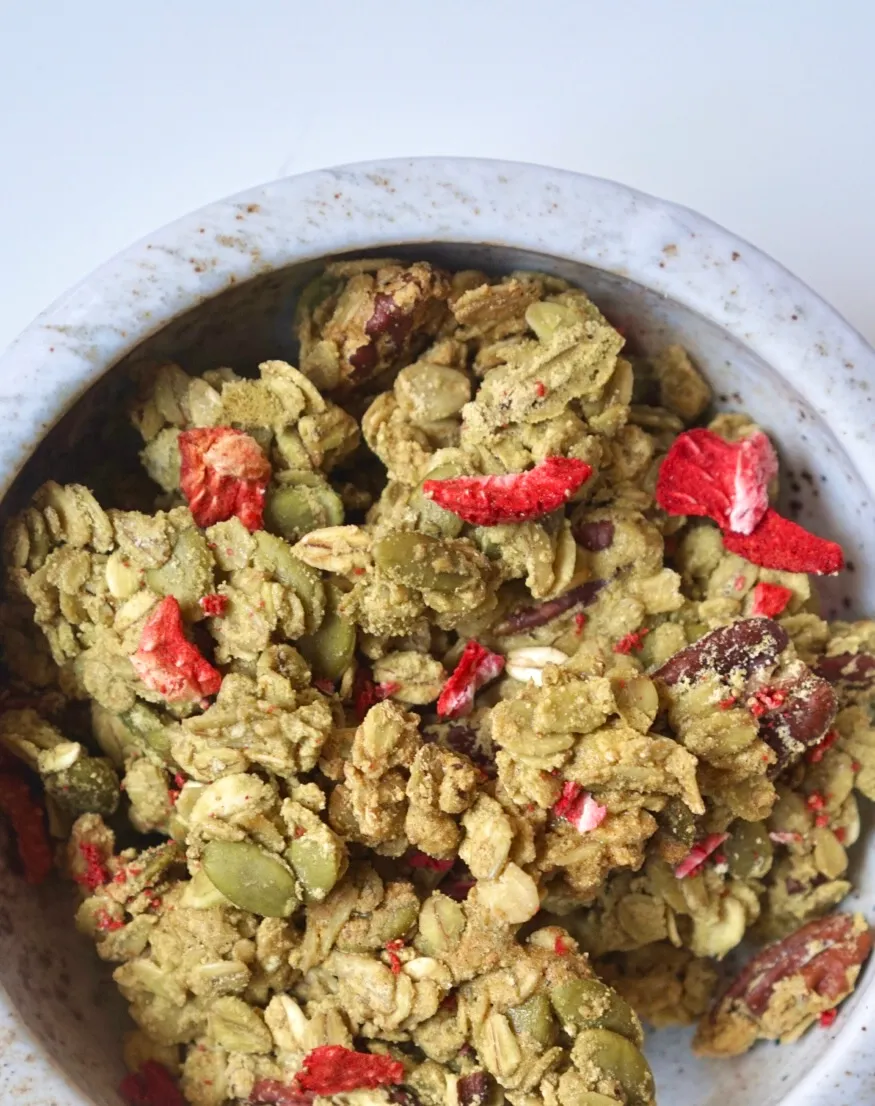 Strawberry Matcha Protein Granola- Gluten free 8oz