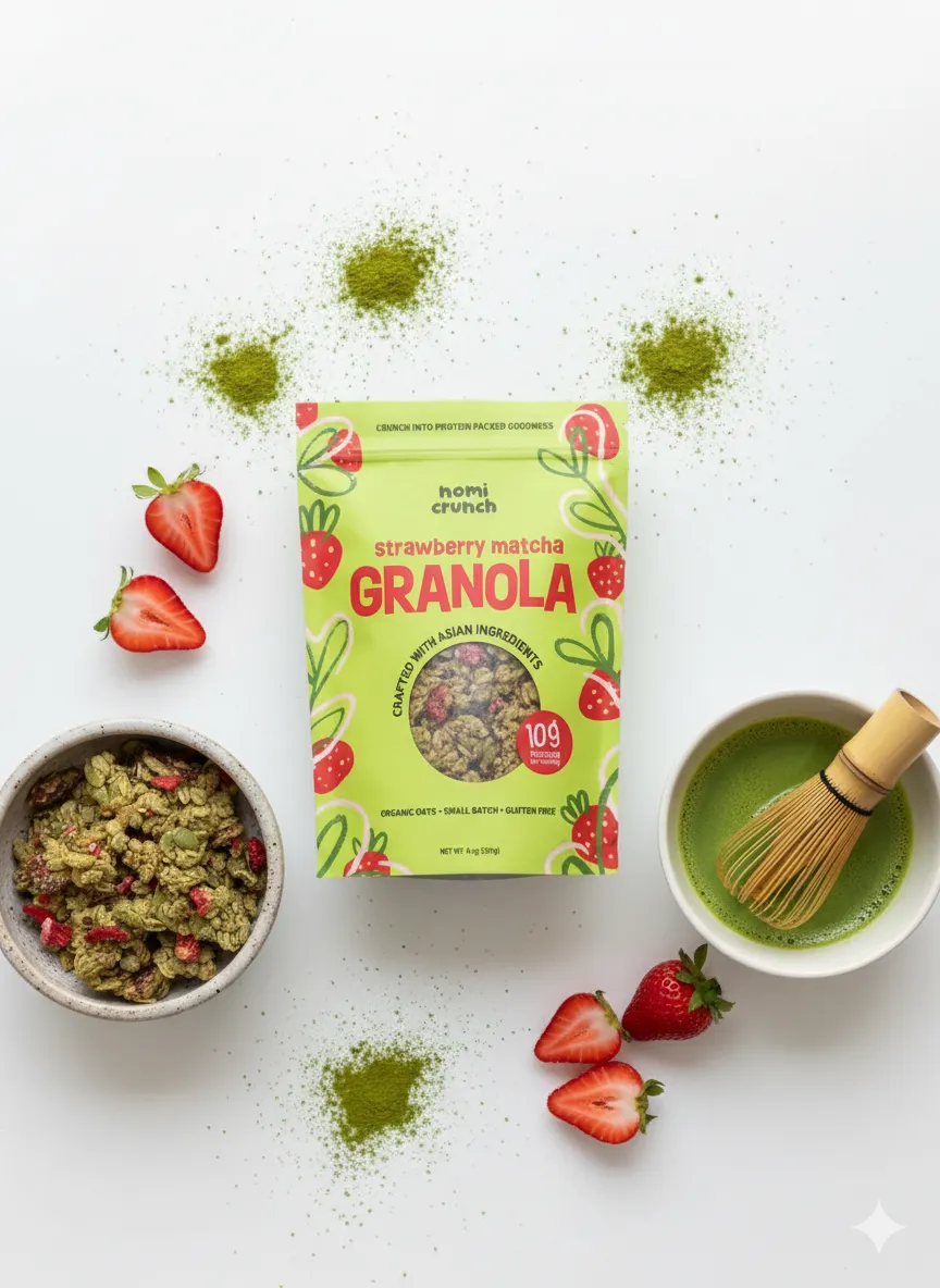Strawberry Matcha Protein Granola- Gluten free 8oz