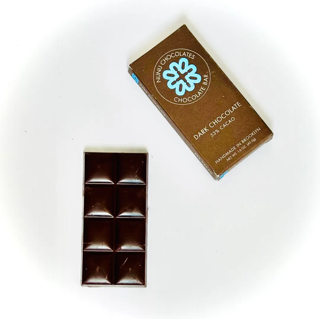 Nunu Chocolates 53% Dark Chocolate Bar - Vegan & gluten free