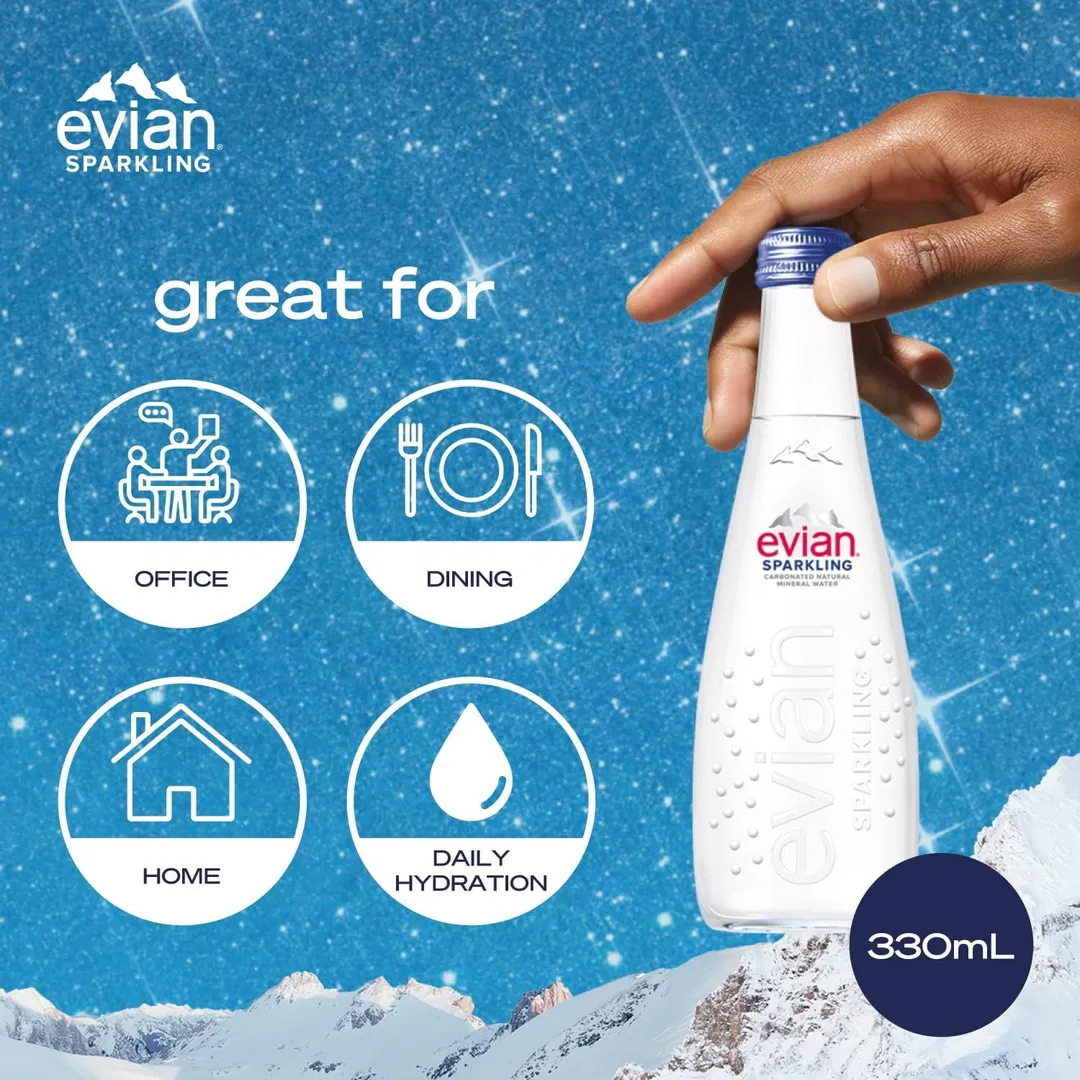 Evian Natural Sparkling Water, 330ml