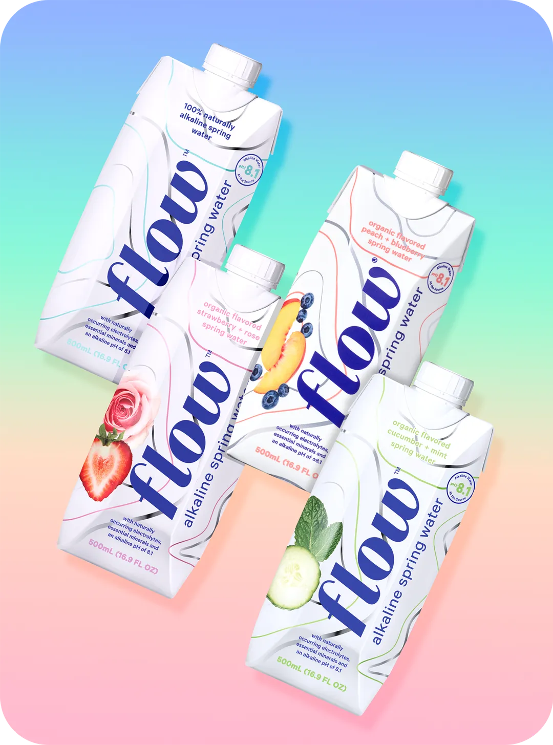 Flow Alkaline Flavored Spring Water, 16.9oz