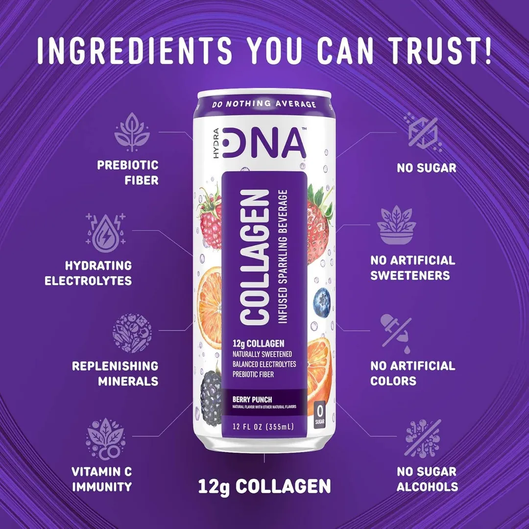 HydraDNA Collagen Infused Sparkling Drink, 12oz