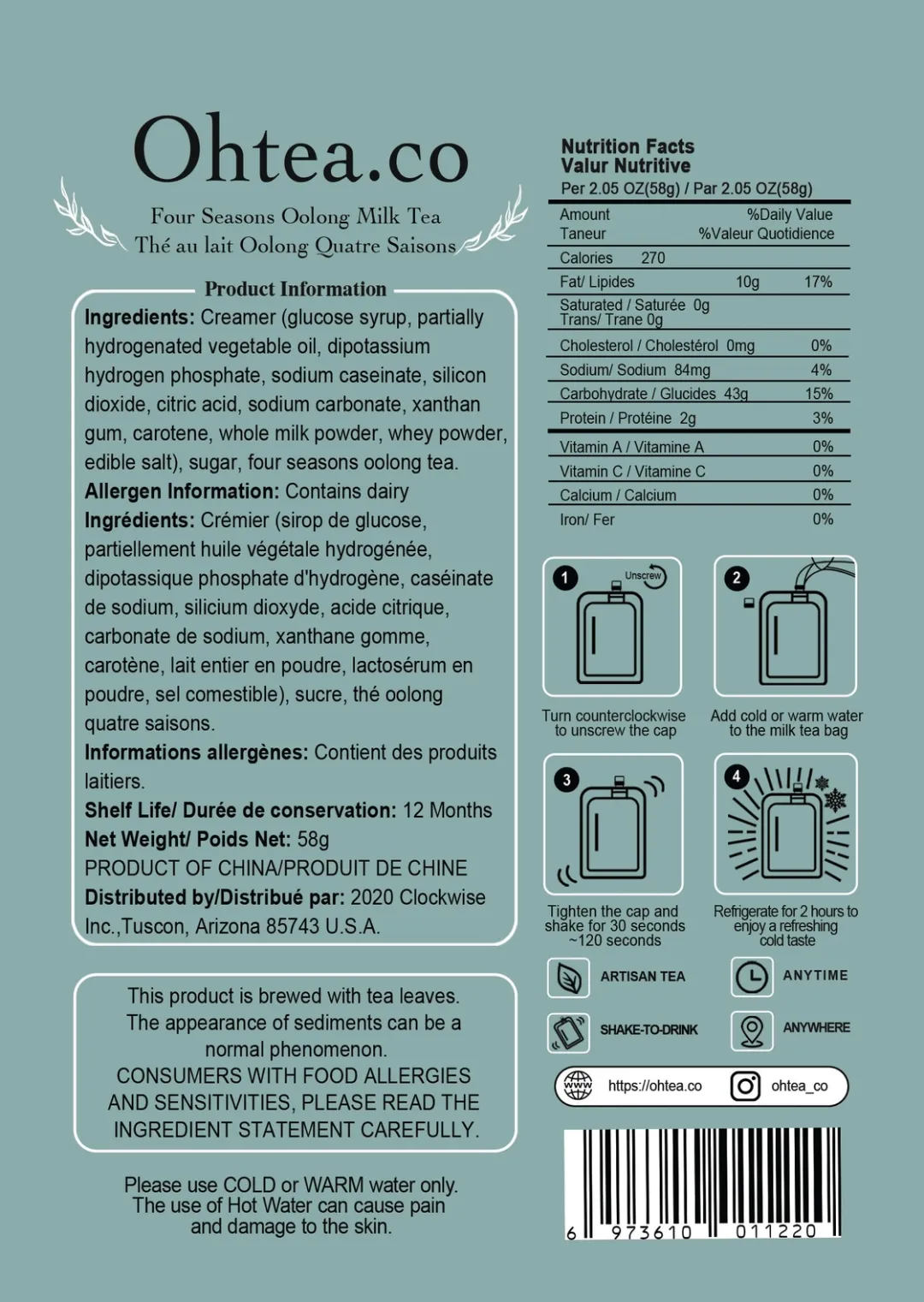 Premium Milk Tea - Four Seasons Oolong