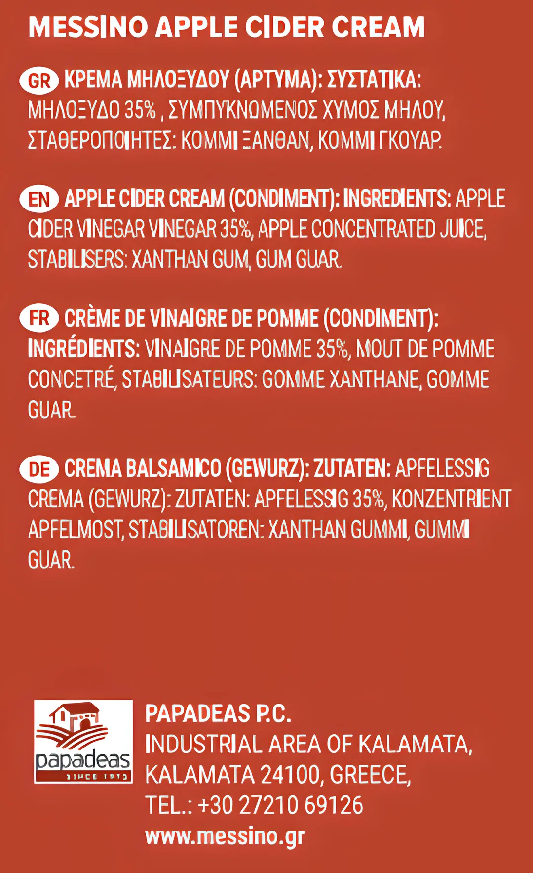Messino Apple Cider Glaze, 250 ml