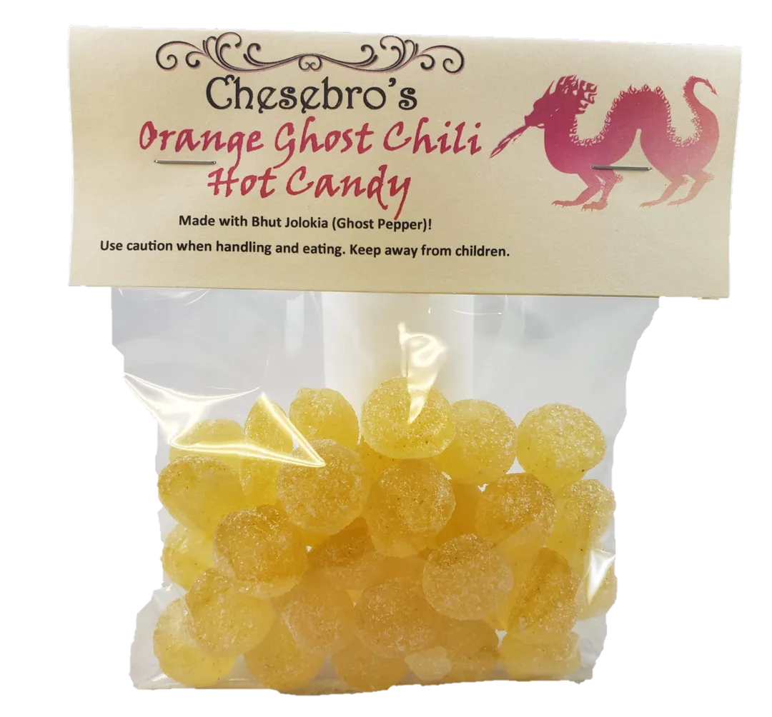 Orange Ghost Chili Spicy Hard Candy Drops, 4.5 oz.