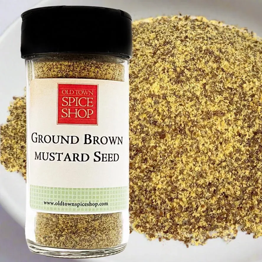 Brown Mustard Seed, Ground, Fresh Gourmet Spice - Case of 12 Jars