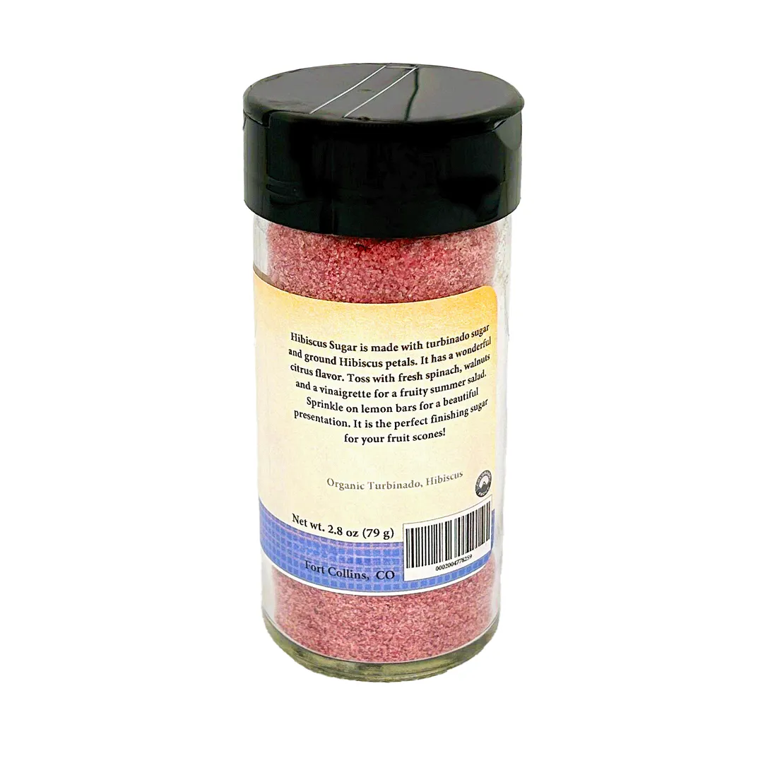 Hibiscus Sugar, Gourmet Sugar for Baking, Rimming Sugar for Cocktails, Coffee and Tea - Case of 12 Jars