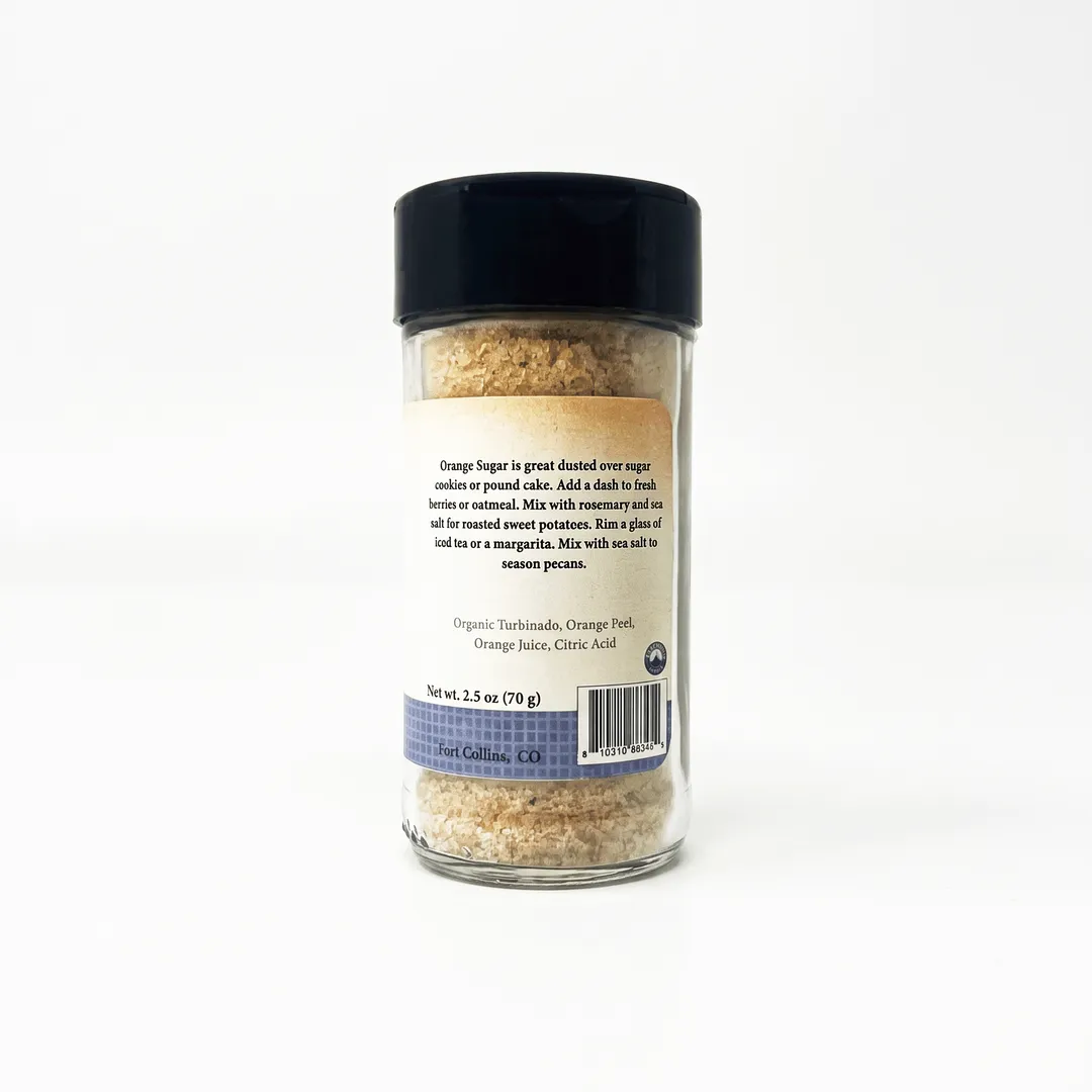 Orange Sugar, Gourmet Sugar for Baking, Rimming Sugar for Cocktails, Coffee and Tea - Case of 12 Jars