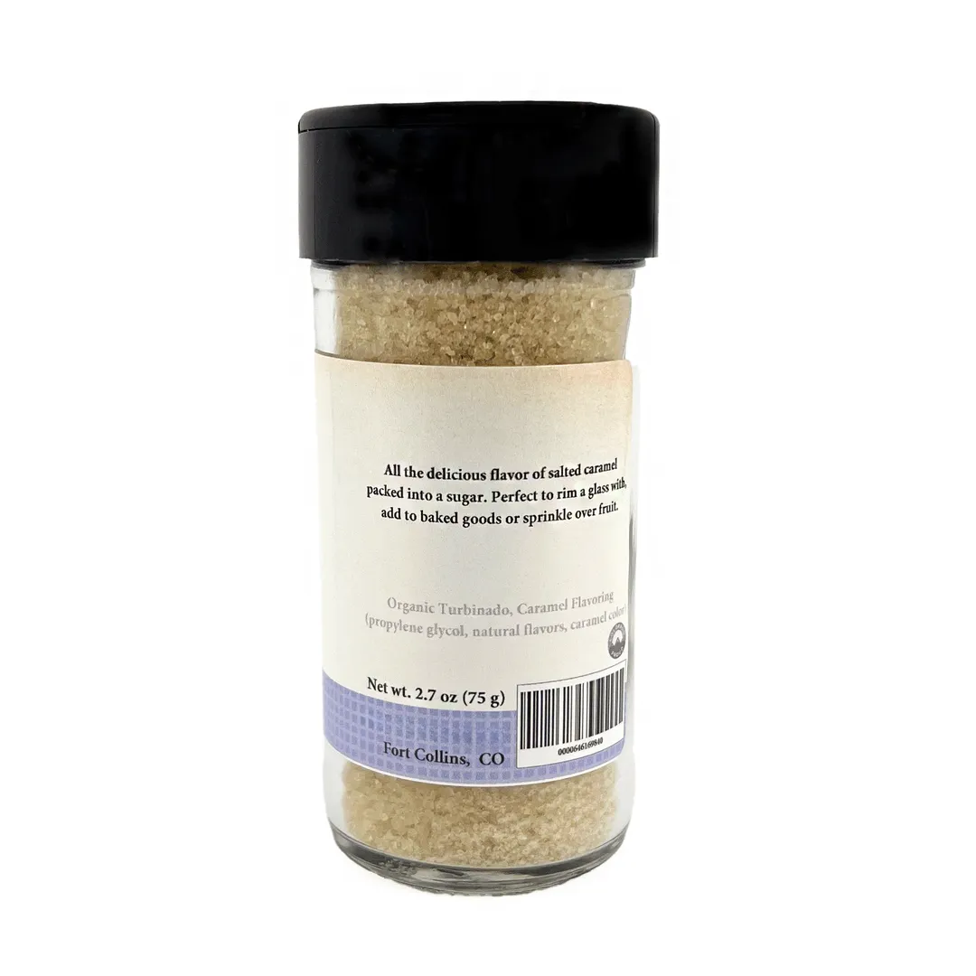 Salted Caramel Sugar, Gourmet Sugar for Baking, Rimming Sugar for Cocktails, Coffee and Tea - Case of 12 Jars