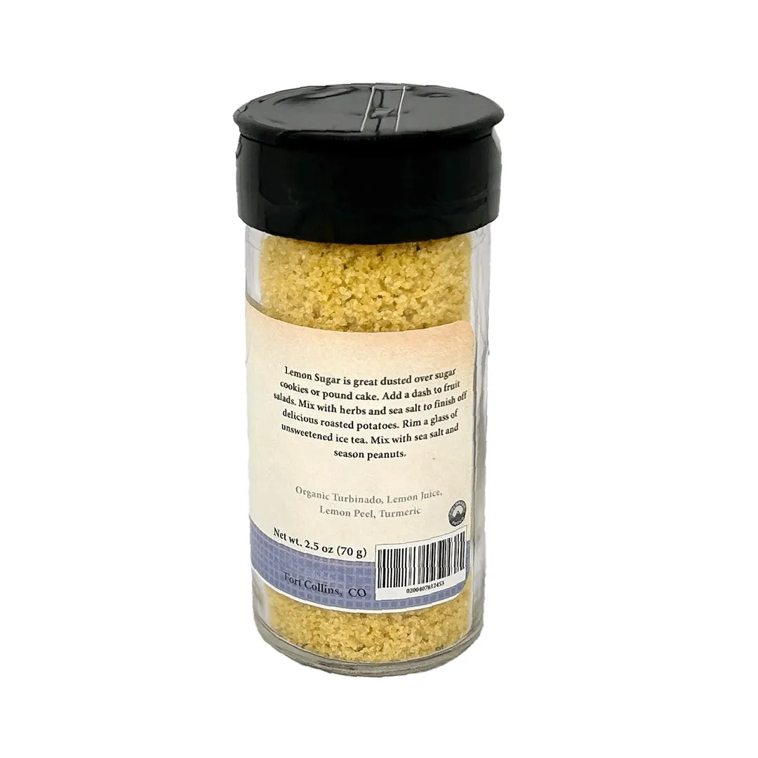 Lemon Sugar, Gourmet Sugar for Baking, Rimming Sugar for Cocktails, Coffee and Tea - Case of 12 Jars