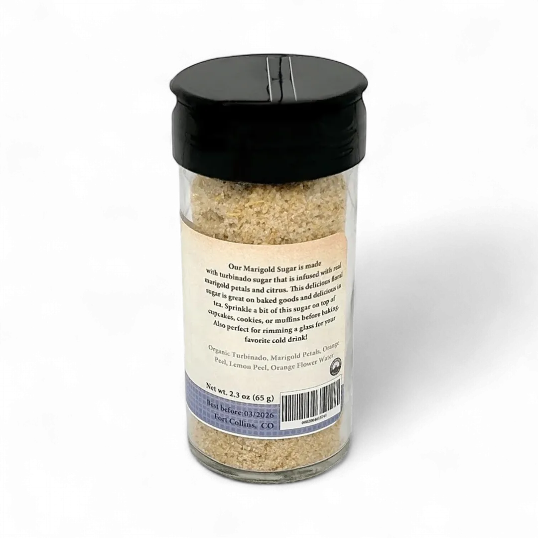 Marigold Sugar, Gourmet Sugar for Baking, Rimming Sugar for Cocktails, Coffee and Tea - Case of 12 Jars