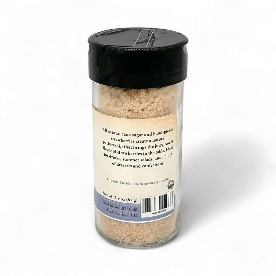 Strawberry Sugar, Gourmet Sugar for Baking, Rimming Sugar for Cocktails, Coffee and Tea - Case of 12 Jars