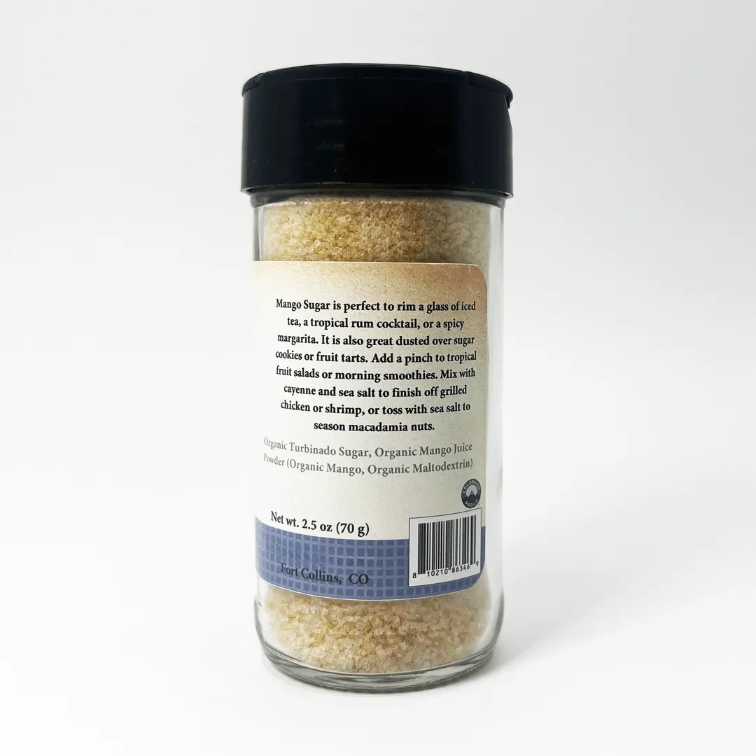 Mango Sugar, Gourmet Sugar for Baking, Rimming Sugar for Cocktails, Coffee and Tea - Case of 12 Jars