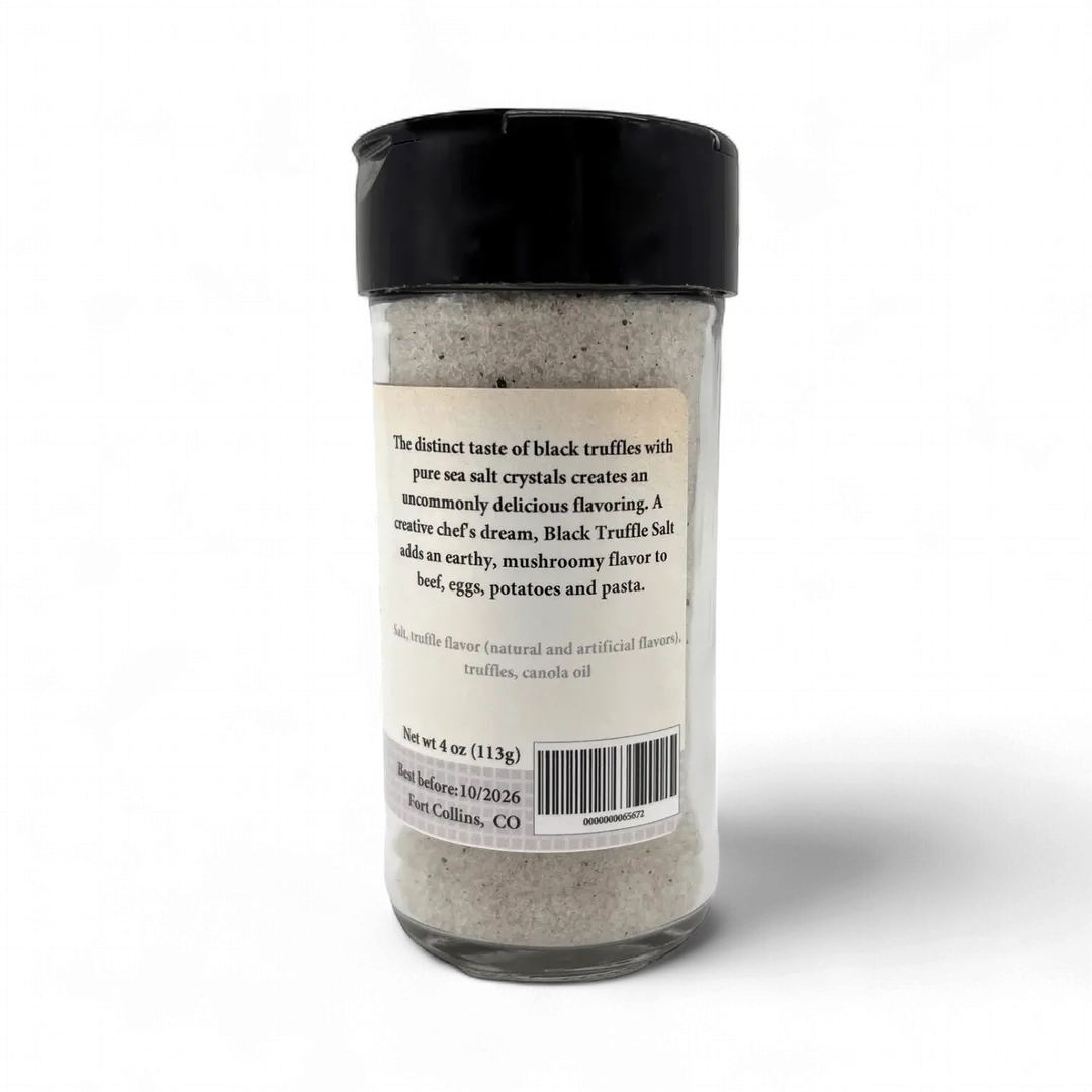 Black Truffle Gourmet Salt for Cooking & Grilling, Gourmet Salt, Cocktail Rimming Salt - Case of 12 Jars
