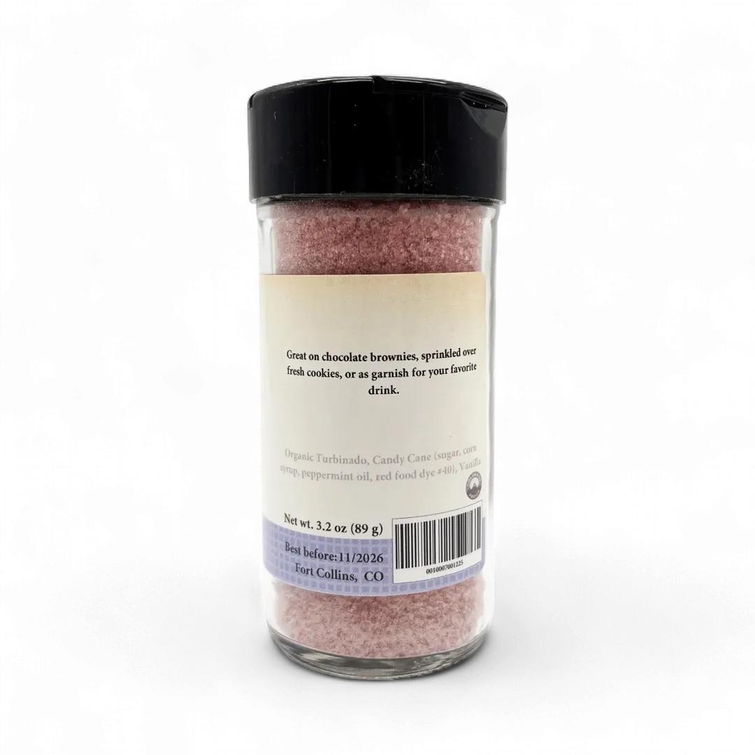 Candy Cane Vanilla Sugar, Gourmet Sugar for Baking, Rimming Sugar for Cocktails, Coffee and Tea - Case of 12 Jars