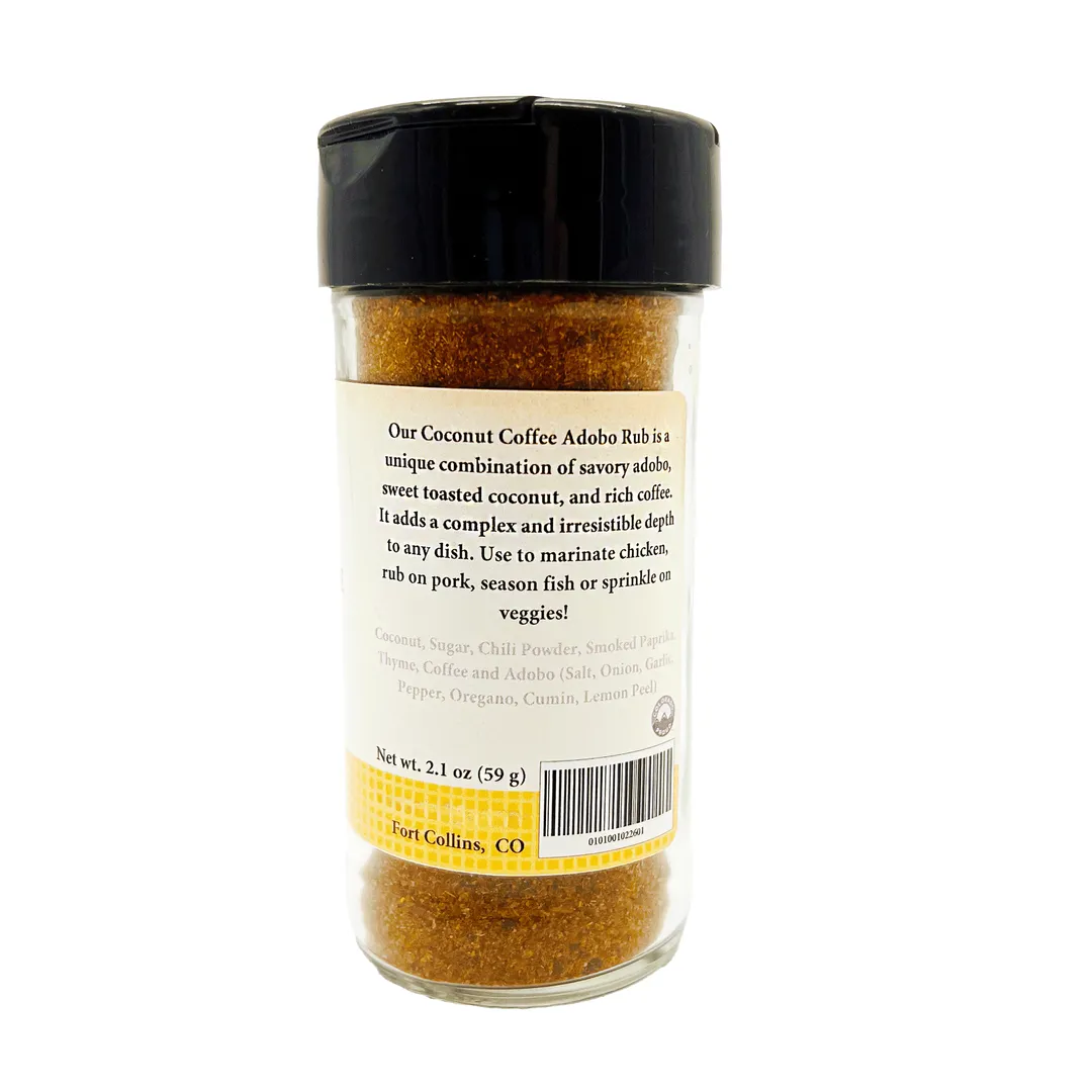 Coconut Coffee Adobo Rub, Gourmet Spices - Case of 12 Jars 