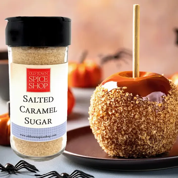 Salted Caramel Sugar, Gourmet Sugar for Baking, Rimming Sugar for Cocktails, Coffee and Tea - Case of 12 Jars