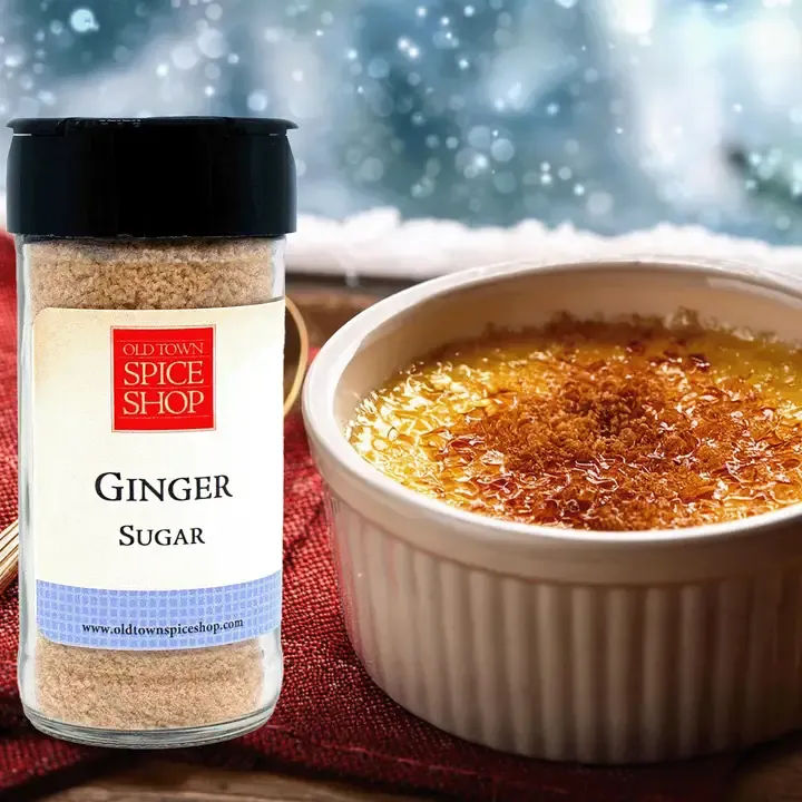 Ginger Sugar, Gourmet Sugar for Baking, Rimming Sugar for Cocktails, Coffee and Tea - Case of 12 Jars